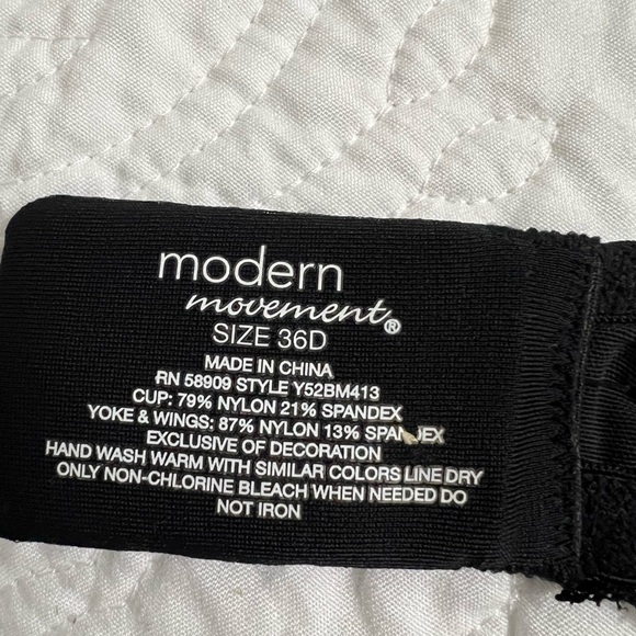 Black Underwire Bra by MODERN MOVEMENT SZ 36D - Picture 2 of 7